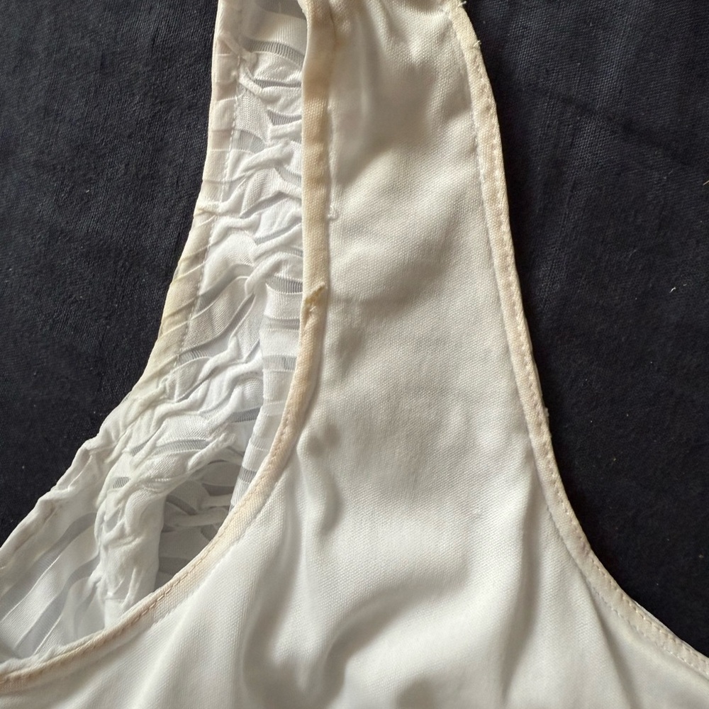 White dress-up duo. Tank and see-through over-jacket. Rhinestones on the cuffs. - Picture 13 of 14